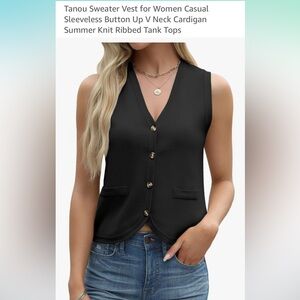 Elegant Black Button Up Sleeveless Vest